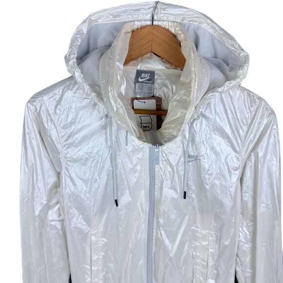 NWT Nike Windrunner Jacket Women S White Pearl Iridescent Retro 90s Y2K - Picture 5 of 6